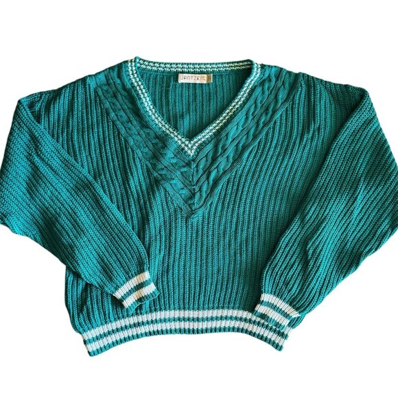 Vintage Jantzen Varsity Collegiate Tennis V-Neck Knit Sweater, XL - Picture 1 of 9